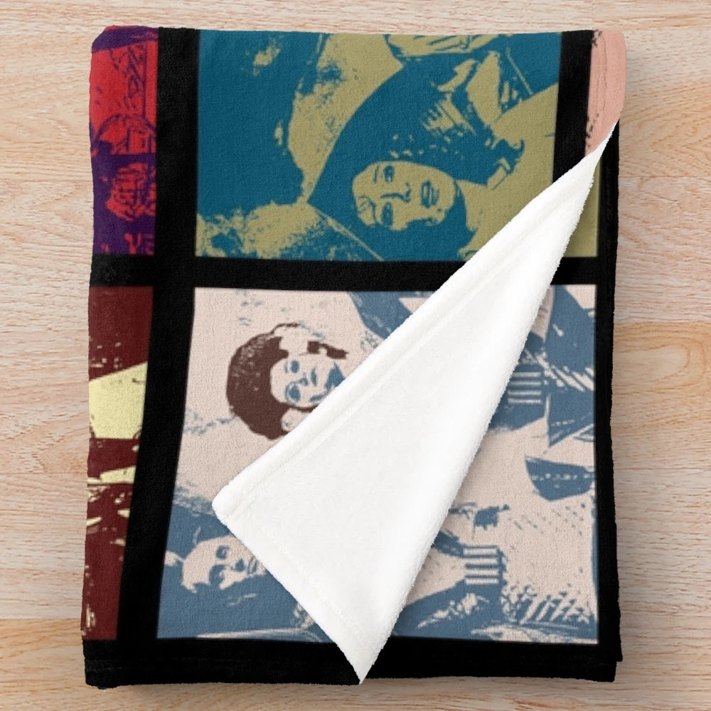 Plush blanket featuring collage of images from the cult classic Rocky Horror Picture Show