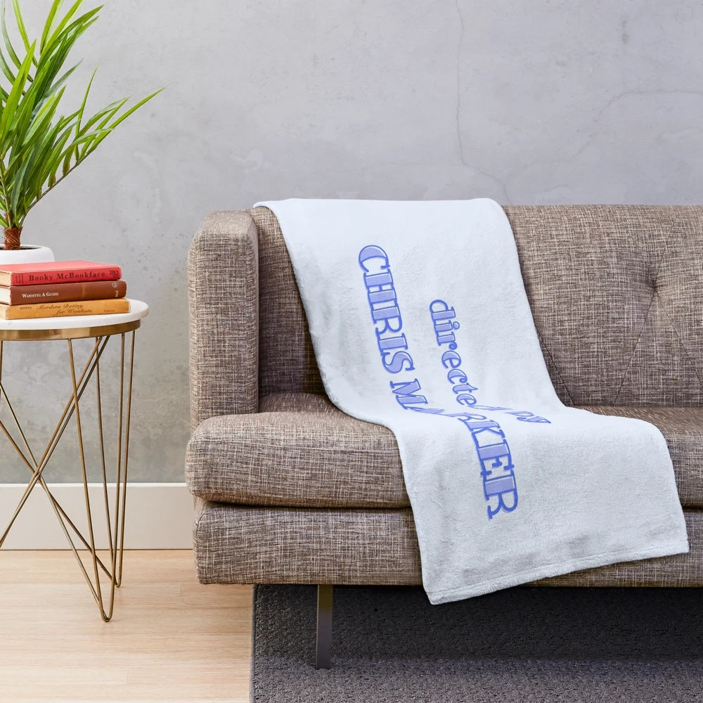 Plush blanket featuring a design inspired by the films of renowned French director Chris Marker
