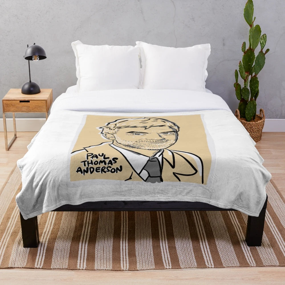 Plush blanket featuring the name and films of acclaimed director Paul Thomas Anderson