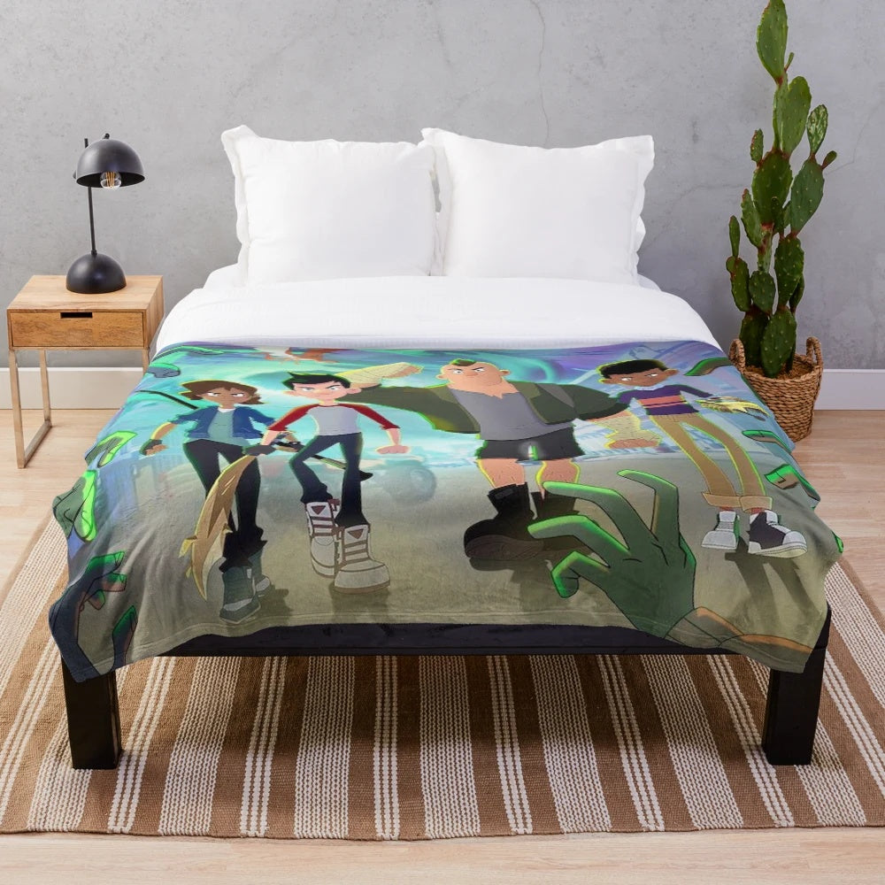 Plush blanket inspired by the popular children's book series The Last Kids on Earth