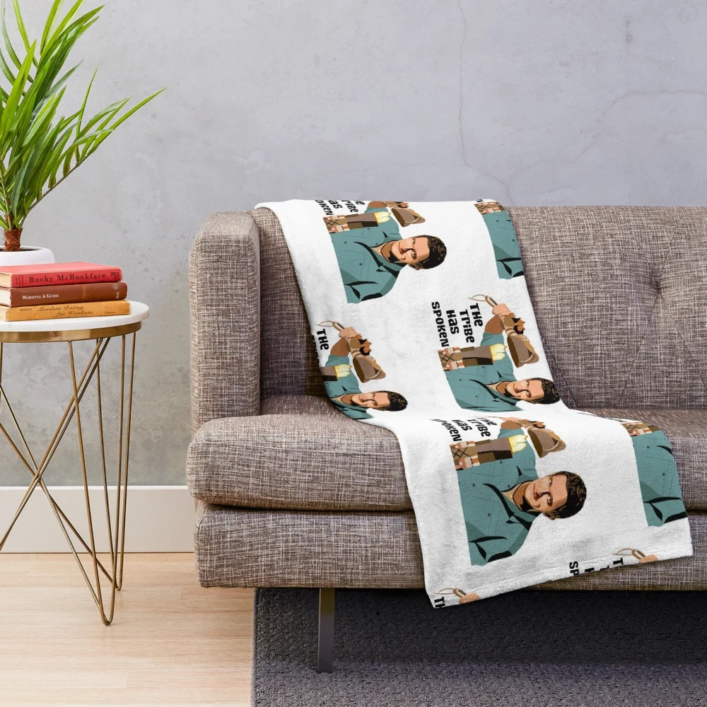 Soft, cozy plush blanket featuring the iconic "The Tribe Has Spoken" quote from Survivor host Jeff Probst