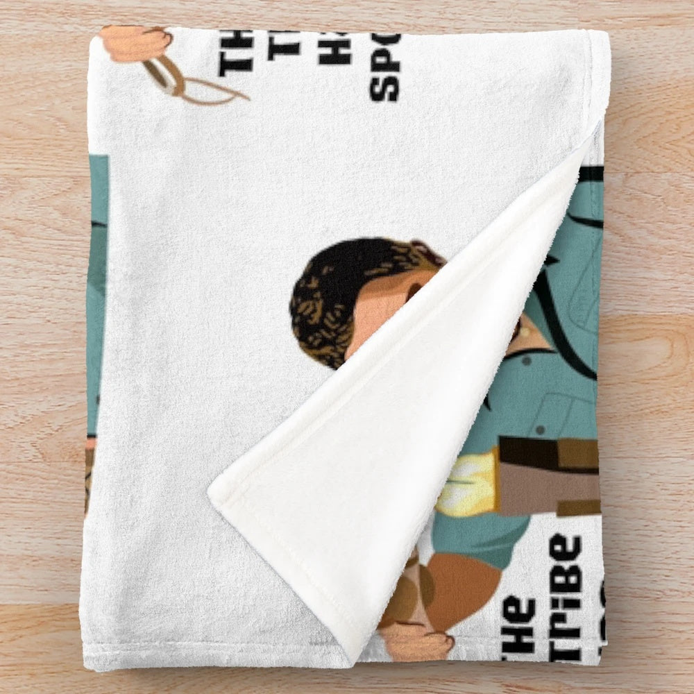 Soft, cozy plush blanket featuring the iconic "The Tribe Has Spoken" quote from Survivor host Jeff Probst