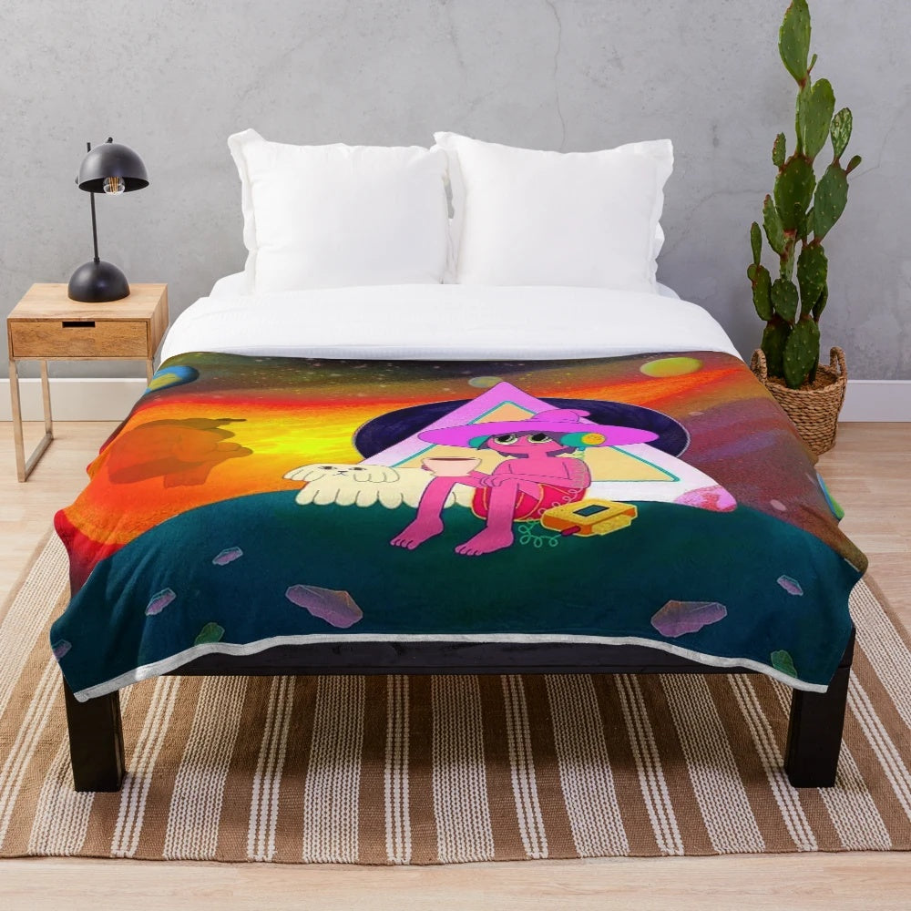 The Midnight Gospel Clancy Plush Blanket featuring abstract, trippy design