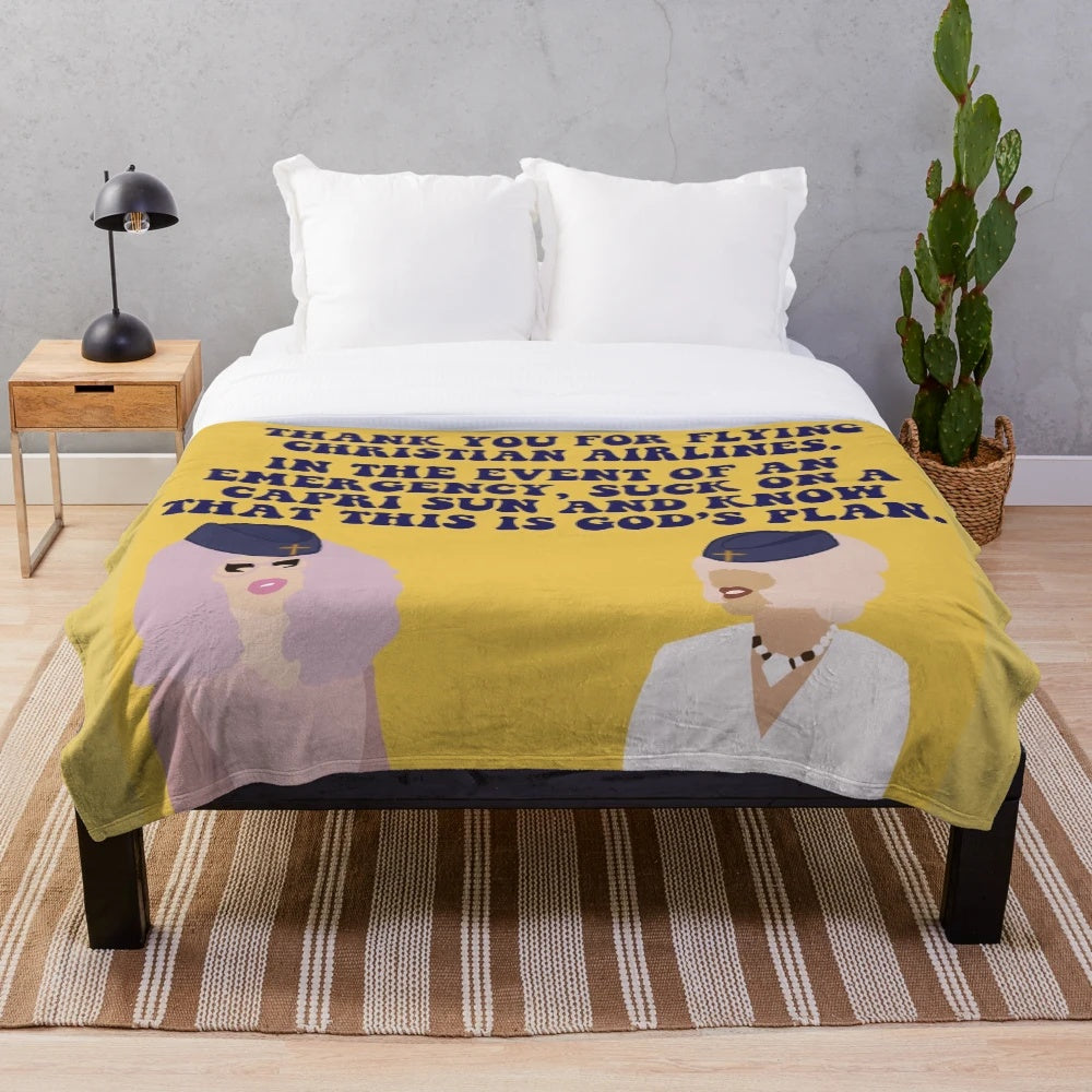 Trixie and Katya inspired plush blanket with Christian Airlines design