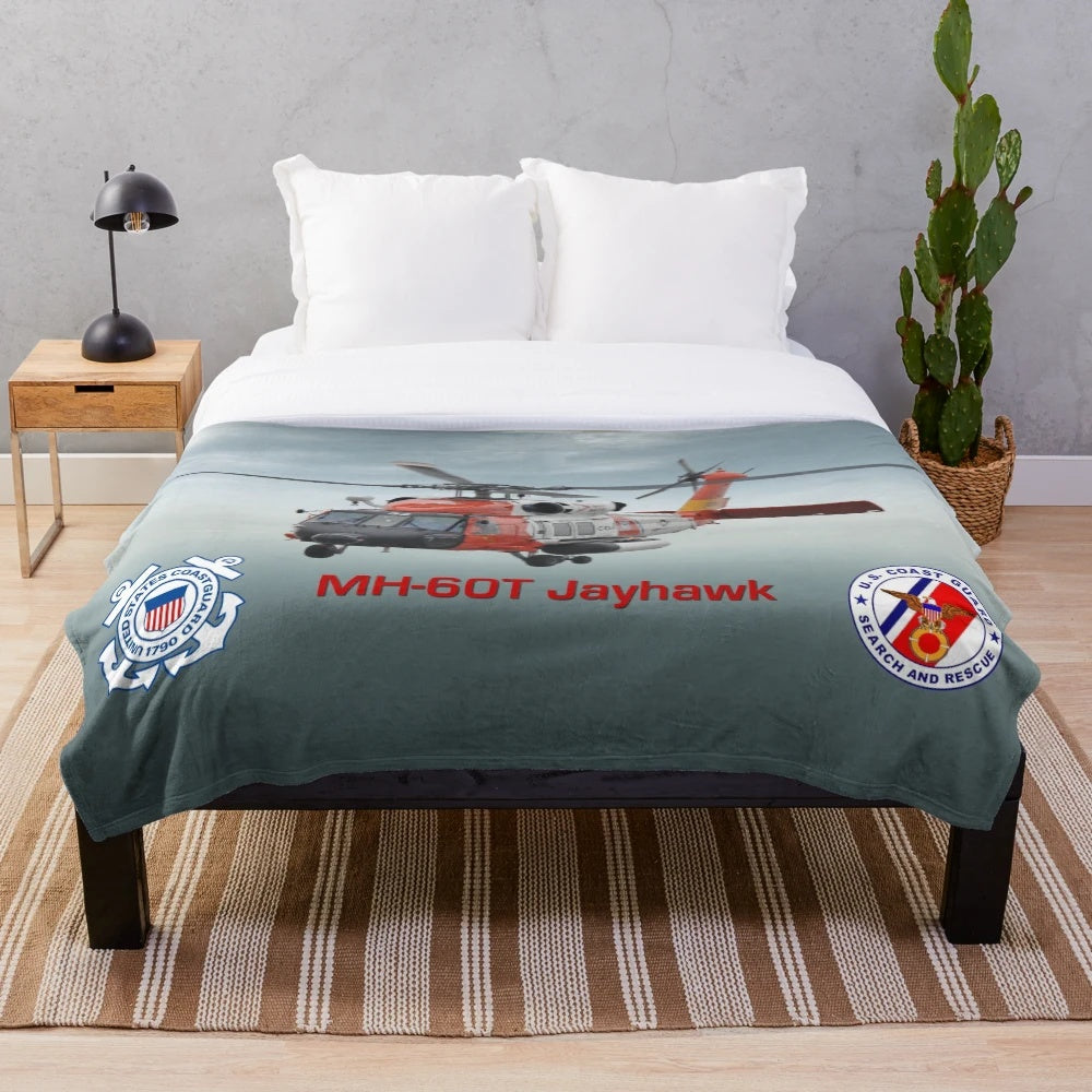 Plush blanket featuring the USCG MH-60 Jayhawk helicopter