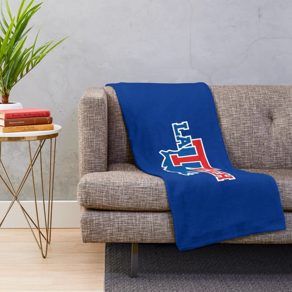 Plush blanket featuring the Louisiana Tech Bulldogs logo and "Ruston, LA" text