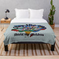 Plush blanket with text "Stop the War - Shield the children