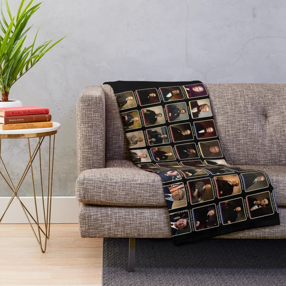 Plush blanket featuring portraits of 46 US presidents