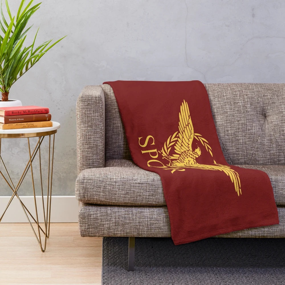 Plush blanket featuring the flag and symbols of the ancient Roman Empire
