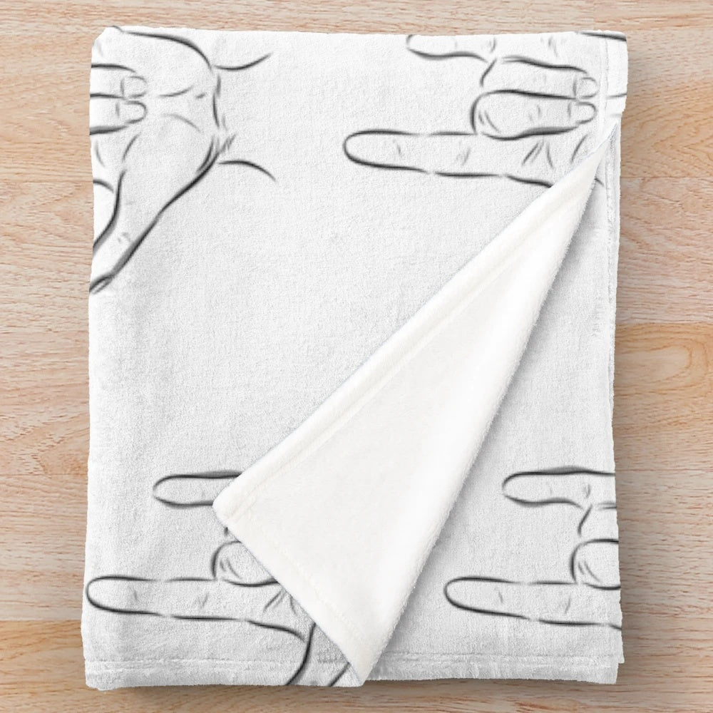 Plush blanket with illustration of American Sign Language hand sign