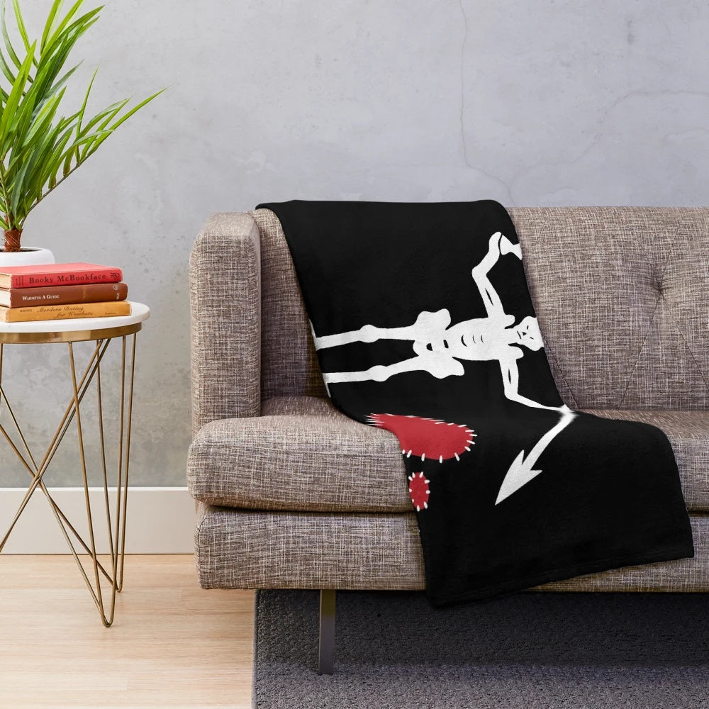 Plush blanket featuring the Blackbeard flag design from the TV series Our Flag Means Death