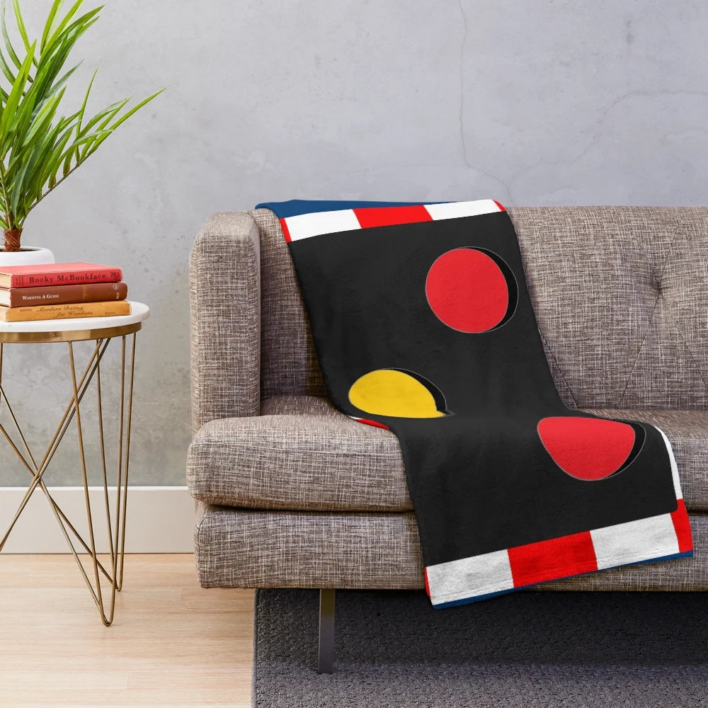 Plush blanket featuring British railway level crossing signal lights design