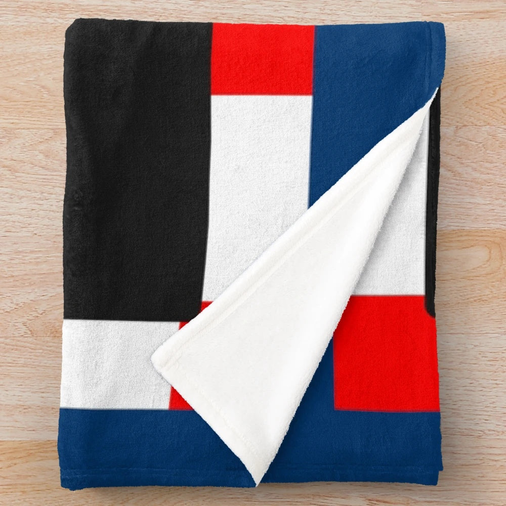 Plush blanket featuring British railway level crossing signal lights design