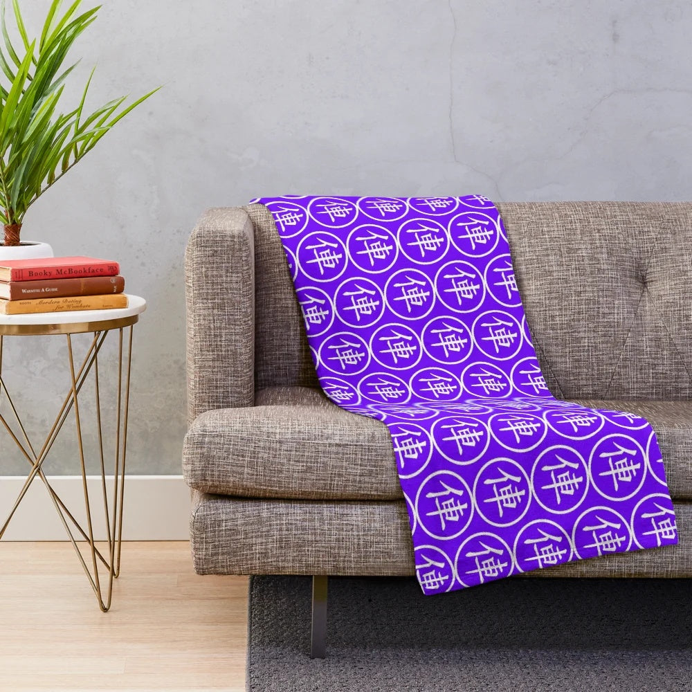 Cozy plush blanket featuring a Chinese chess-inspired military print design