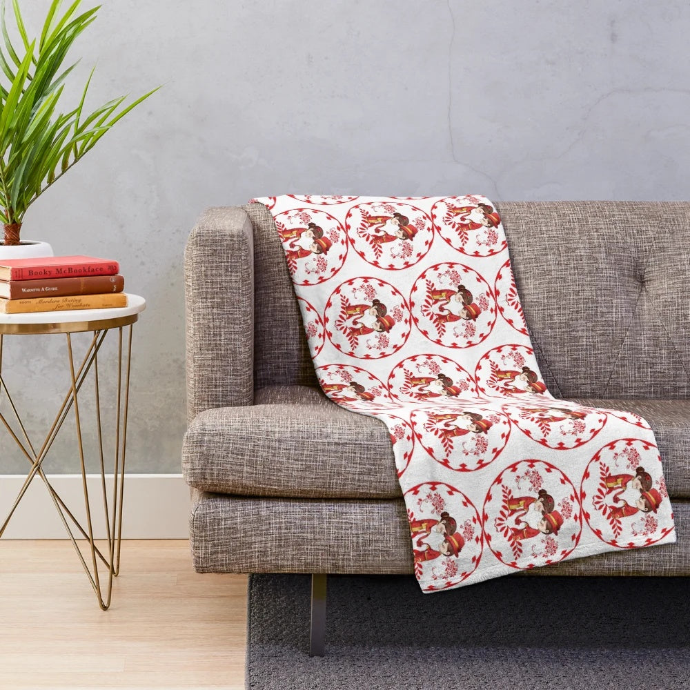 Plush blanket with Chinese-inspired sacred patterns