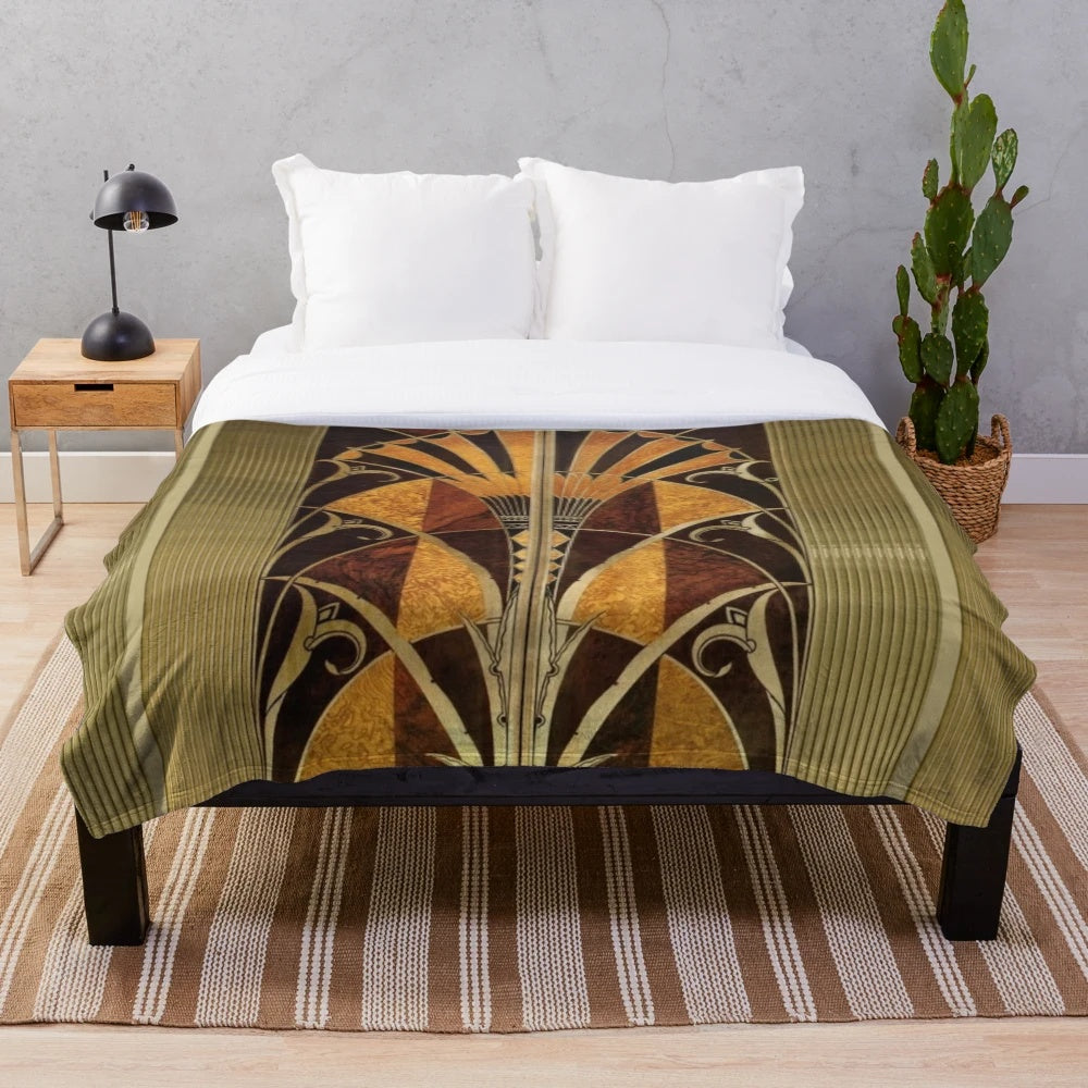Plush blanket featuring the iconic Art Deco elevator doors of the Chrysler Building in New York City