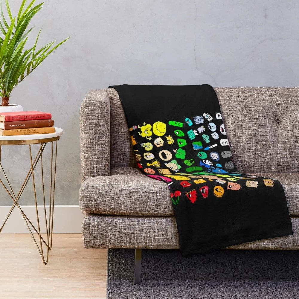 Plush blanket featuring characters from BFDI and Inanimate Insanity