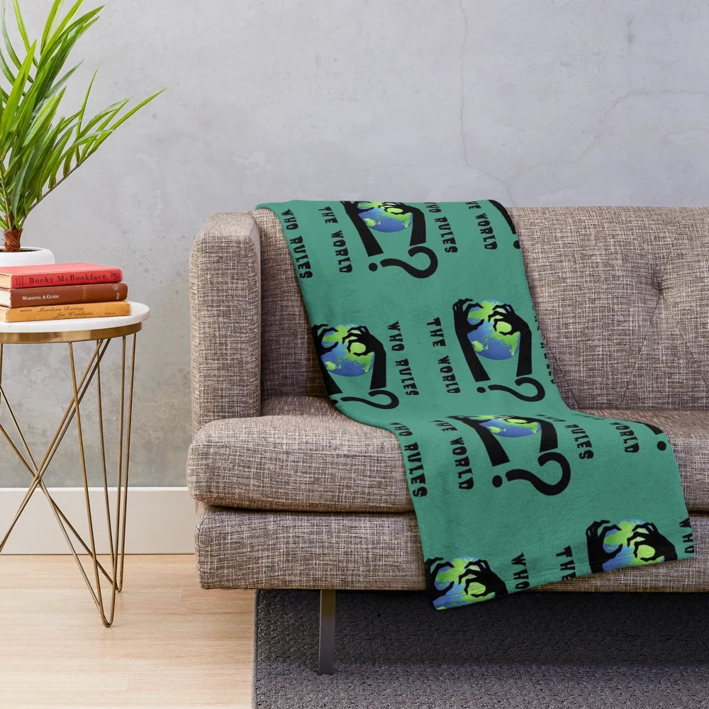 Plush blanket with conspiracy theory inspired designs