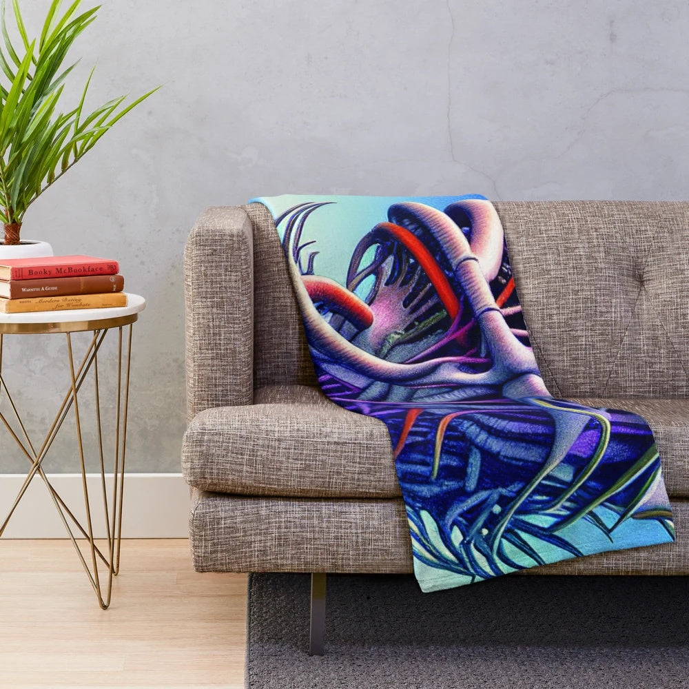 Plush blanket featuring a digital painting of a mysterious deep ocean creature