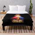 Plush blanket with divine mercy, jesus, and saint faustina imagery