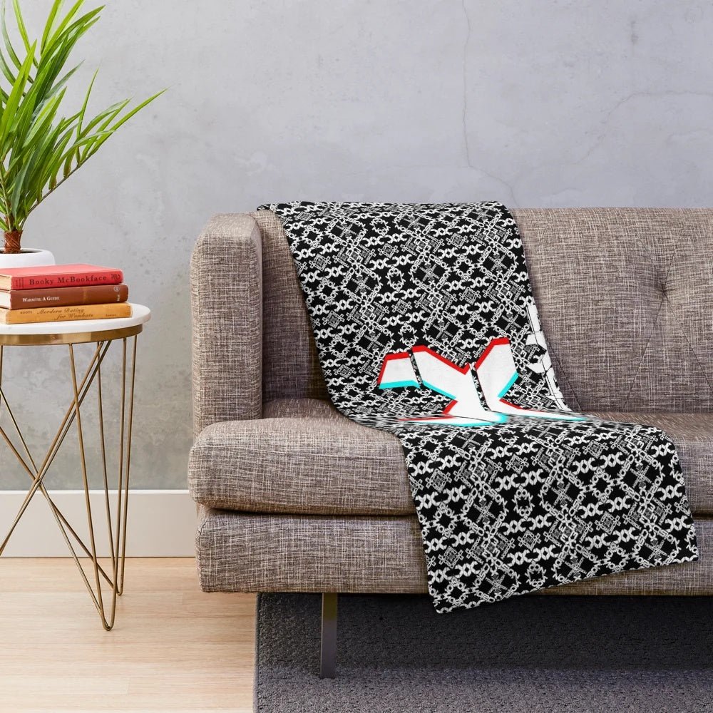 Plush blanket with vibrant electronic music festival-inspired pattern