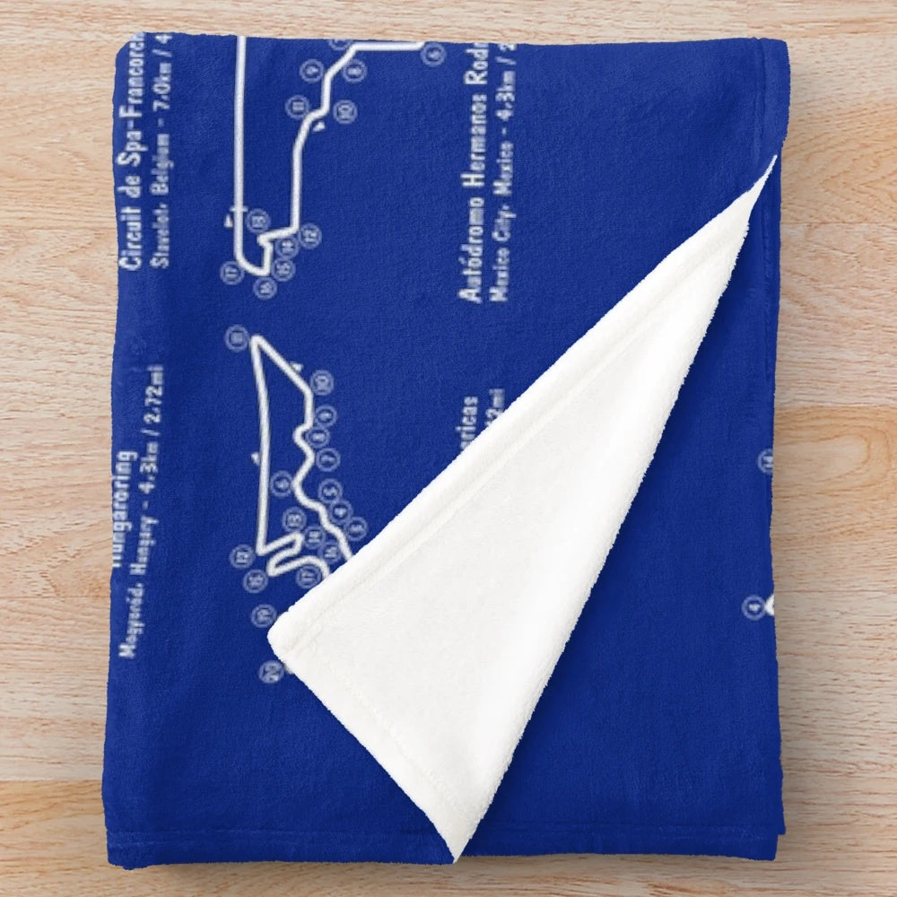 F1 Race Track Stencil Design Plush Blanket