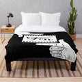 Plush blanket with original linocut design featuring hands in a "fin" or "the end" movie gesture