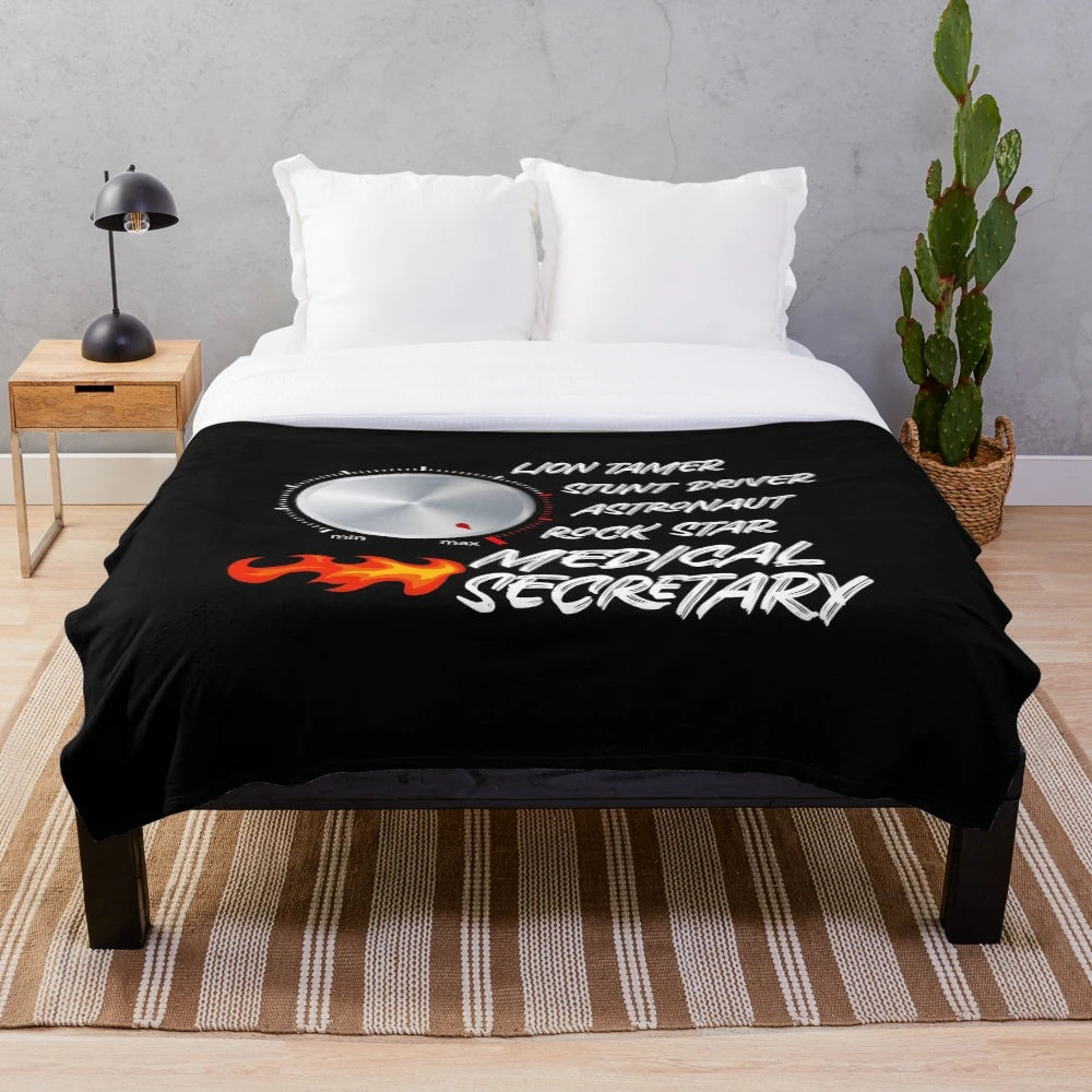 Plush blanket with a funny and cool graphic for medical secretaries