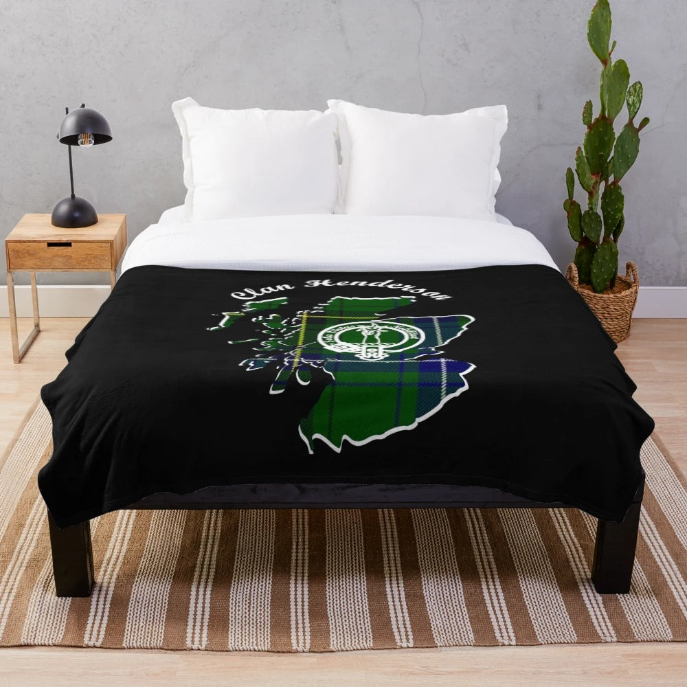 Henderson Clan Scotland Map and Crest Plush Blanket