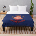 Plush blanket featuring the 'Are You Going to Finish That Croissant?' meme with cartoon characters