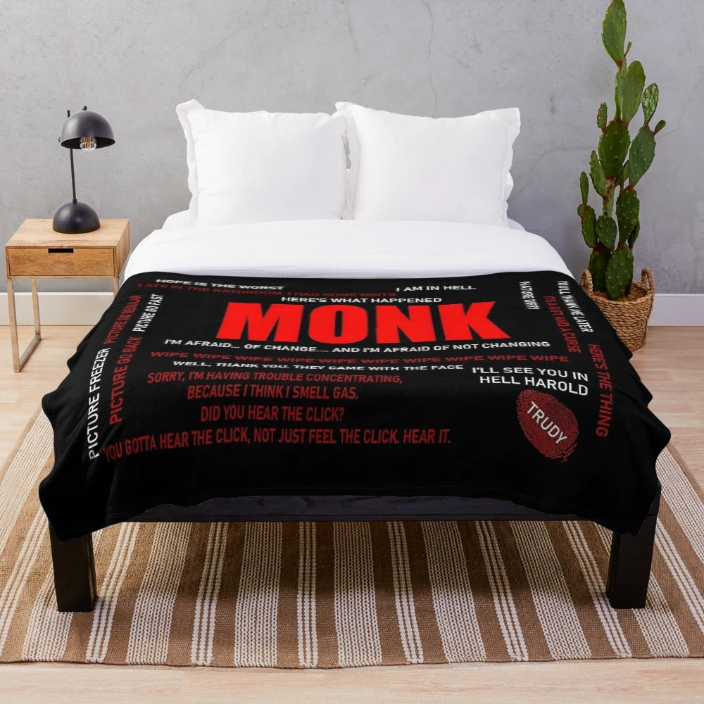 Plush blanket featuring Adrian Monk quotes