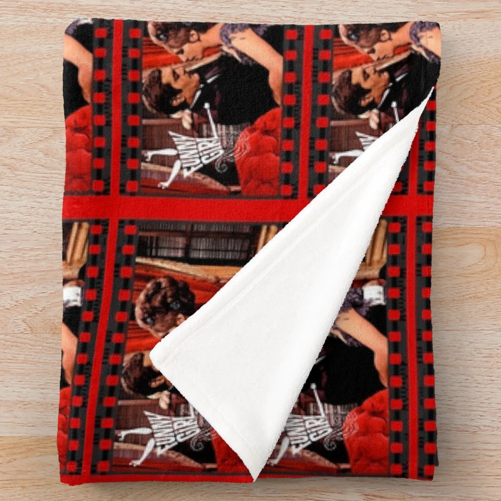 Plush blanket with Funny Girl musical comedy movie imagery
