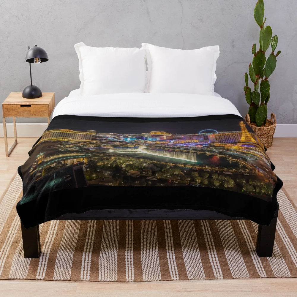 Plush blanket featuring the iconic Las Vegas, Nevada skyline