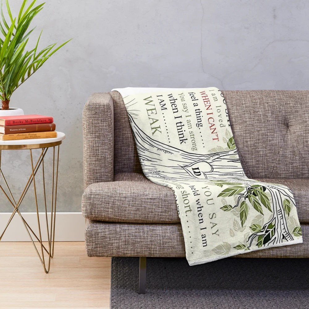 Plush blanket featuring the lyrics of Lauren Daigle's song "You Say
