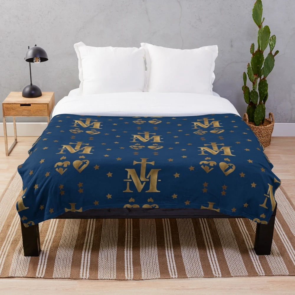 Plush Blanket featuring the Miraculous Medal and Imagery of the Virgin Mary