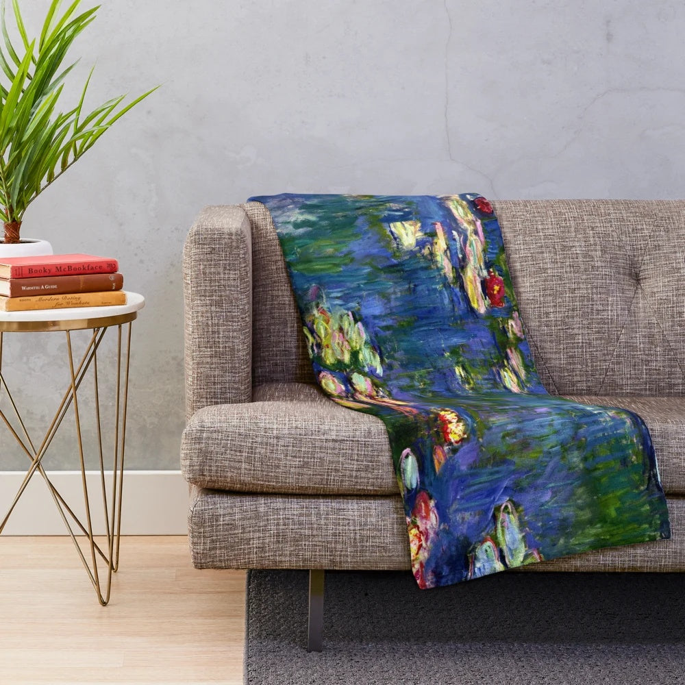 Plush blanket featuring Claude Monet's famous Water Lilies painting