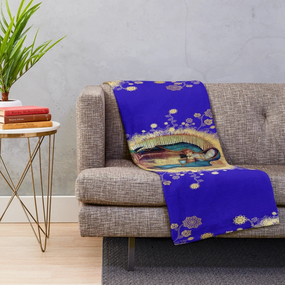 Plush Blanket with Imagery of Our Lady of Guadalupe, the Mexican Virgin Mary