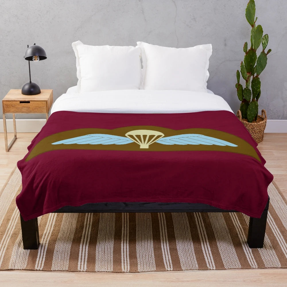 Parachutist badge with wings design plush blanket