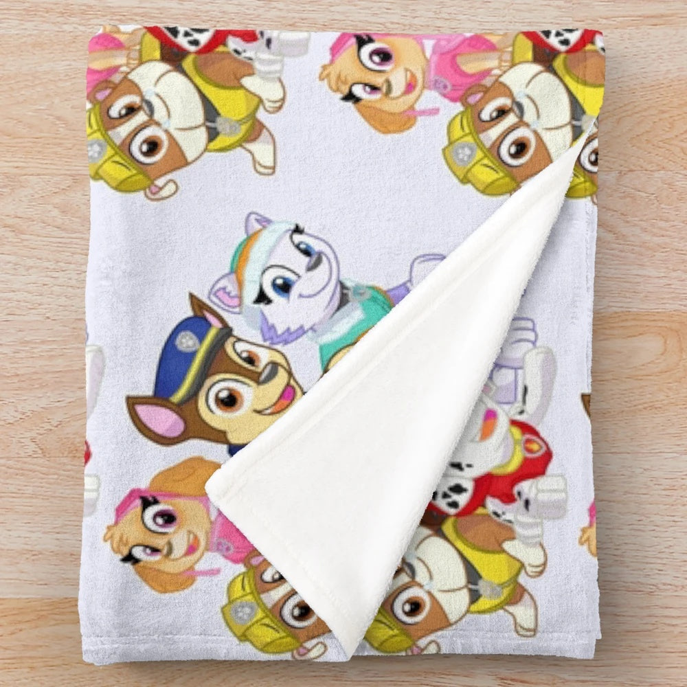 Paw Patrol plush blanket with group of cute puppy characters