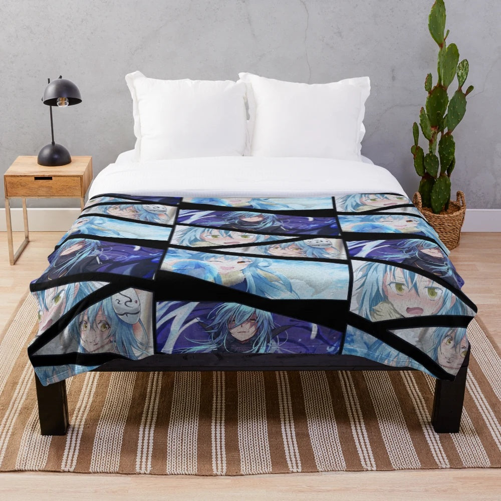 Rimuru Tempest plush blanket with manga panel inspired art design
