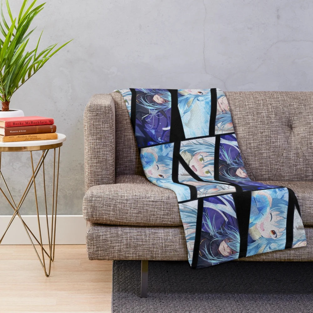 Rimuru Tempest plush blanket with manga panel inspired art design