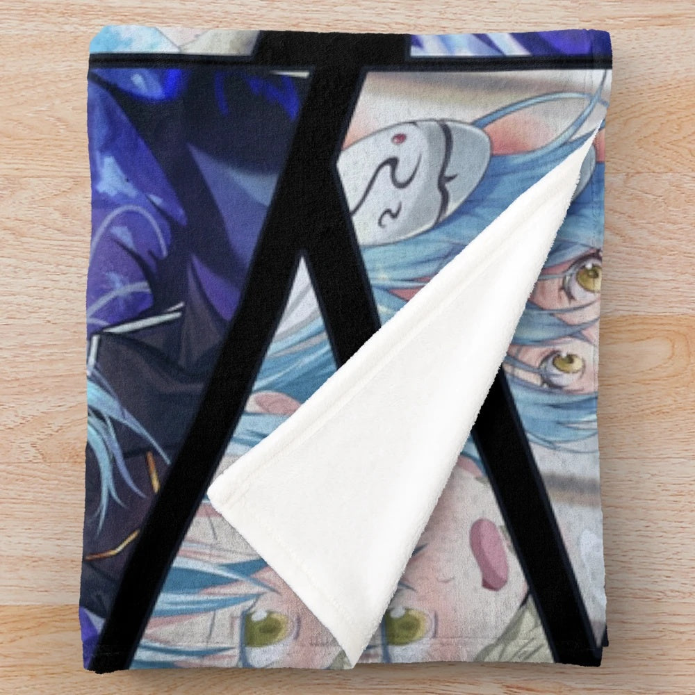 Rimuru Tempest plush blanket with manga panel inspired art design