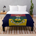 Plush blanket featuring the Royal Army Medical Corps RAMC cap badge insignia