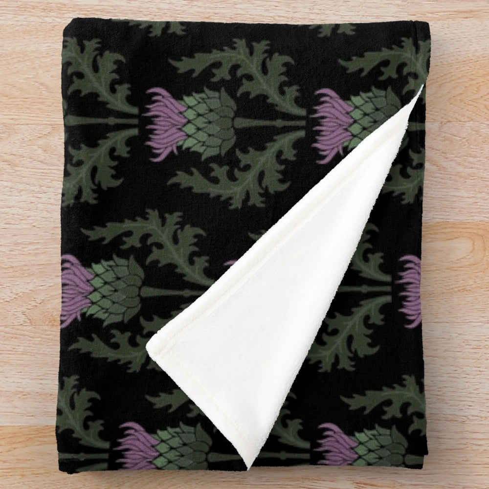 Plush blanket featuring the iconic Scottish thistle flower