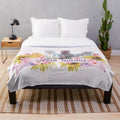 Plush blanket with silkie chicken mom and floral watercolor design