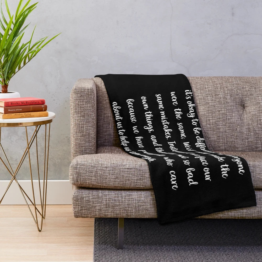 Cozy plush blanket featuring a quote from the book Keeper of the Lost Cities