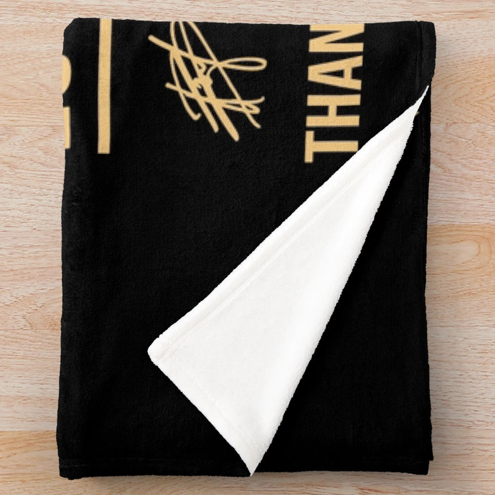 Plush blanket with Canadian band signatures and concert imagery