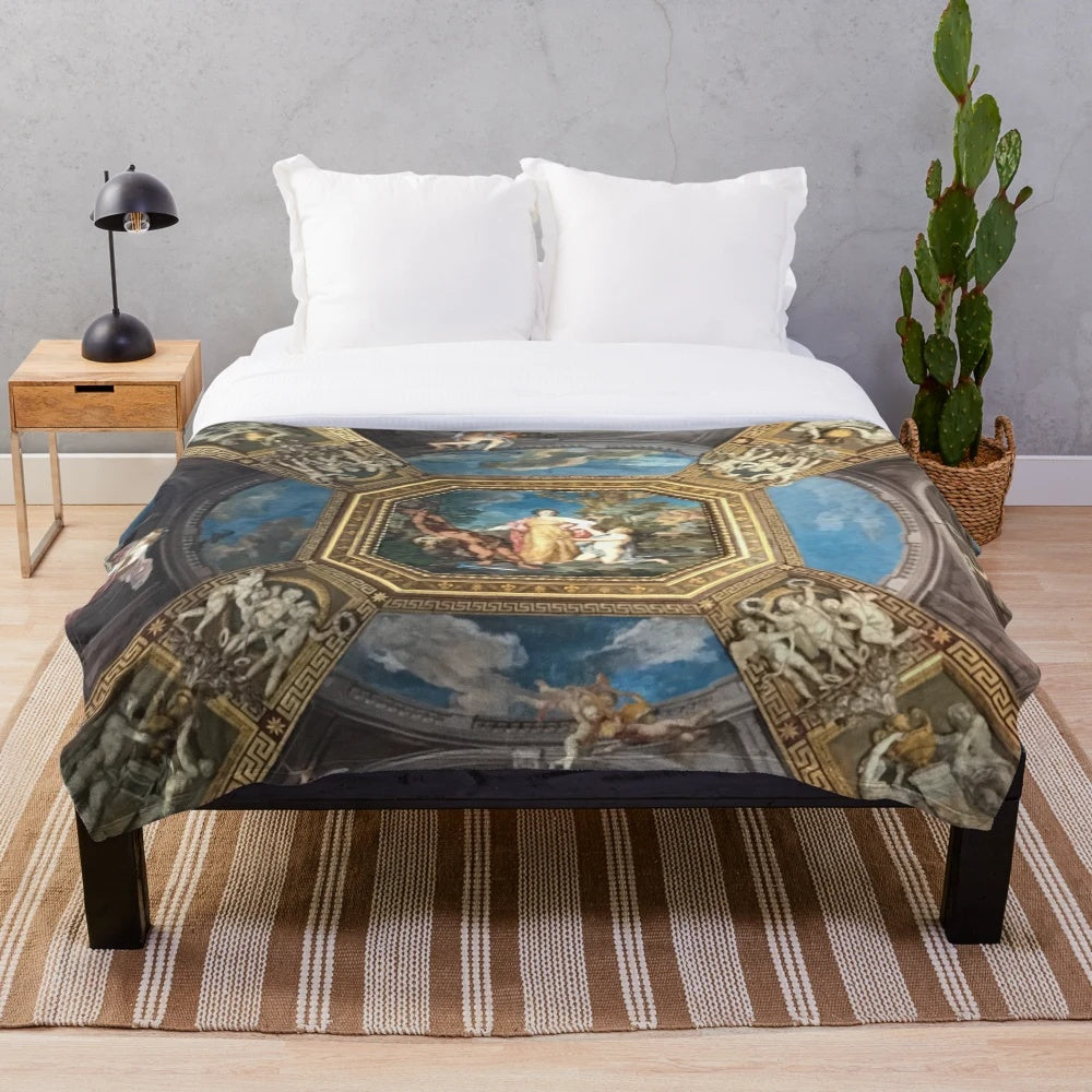 Plush blanket featuring the ceiling artwork from the Vatican Museum in Rome, Italy