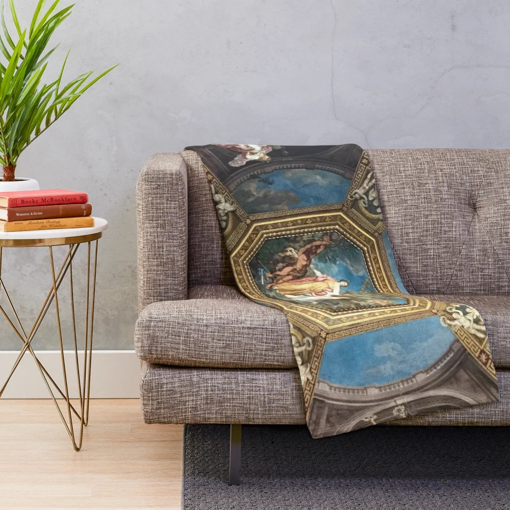 Plush blanket featuring the ceiling artwork from the Vatican Museum in Rome, Italy