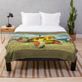 Plush blanket with vintage Minneapolis Moline G tractor design